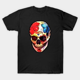 Comic halftone Day of the Dead Skull Mask T-Shirt